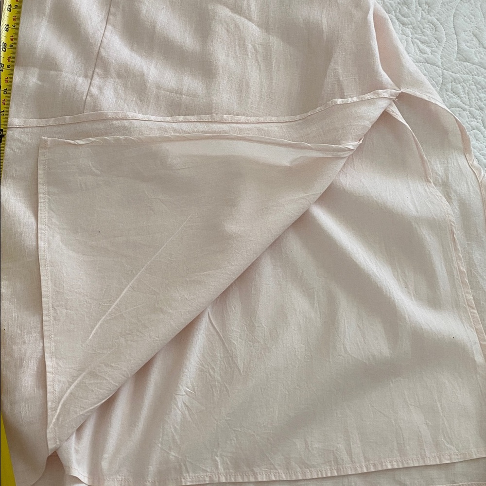 DKNY Pure women's linen maxi dress with lining & two side slits in light peach - Picture 6 of 10